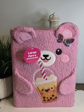 Large Furry Pink Bear Sketchbook